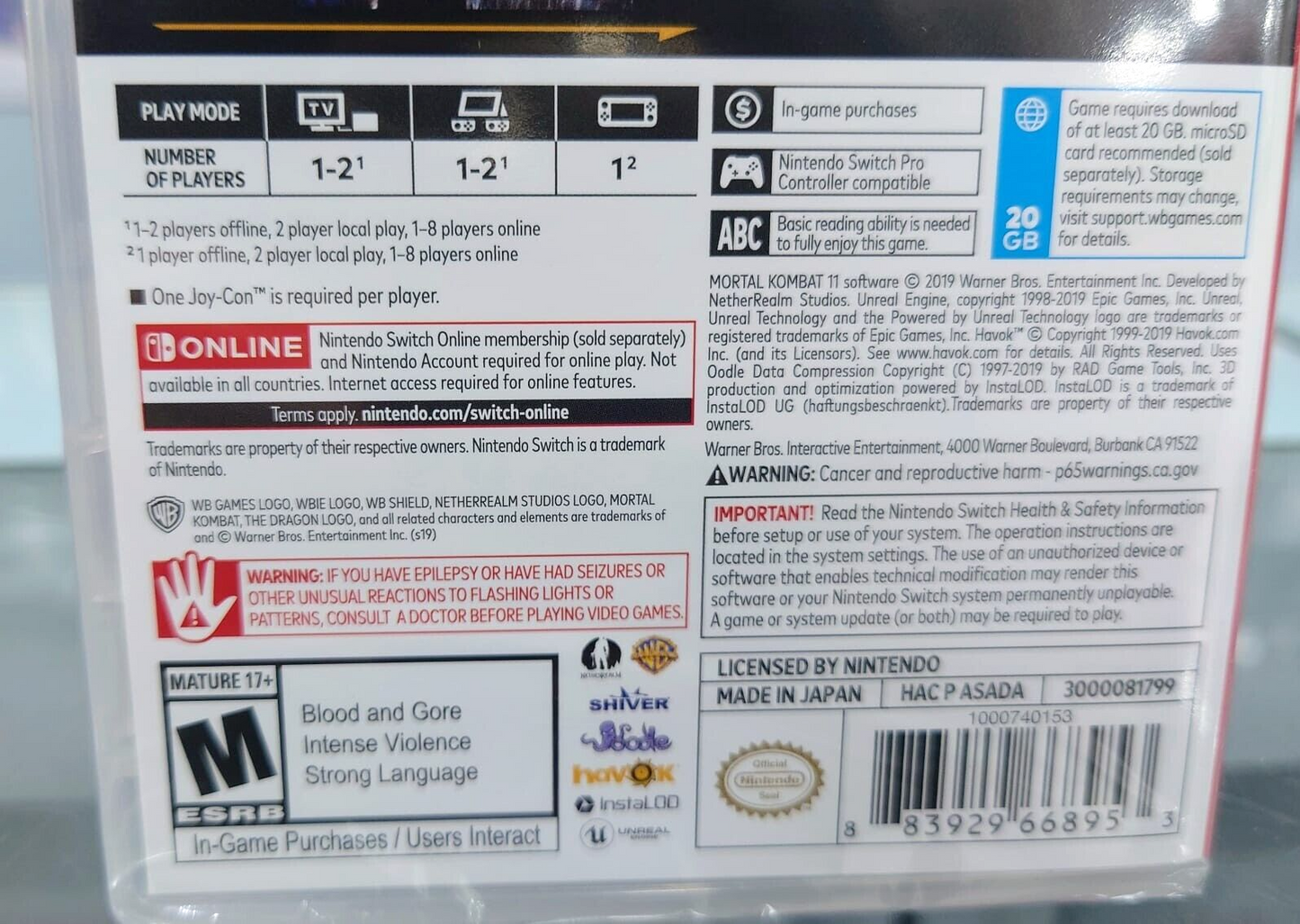 Mortal Kombat 11 Nintendo Switch New Sealed Street Flighing Flighter Game NSW EN