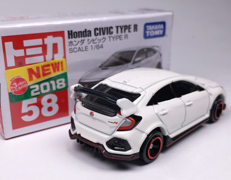 TAKARA TOMY TOMICA DieCast car 1:64 HONDA CIVIC TYPE R #58 White Metal Model
