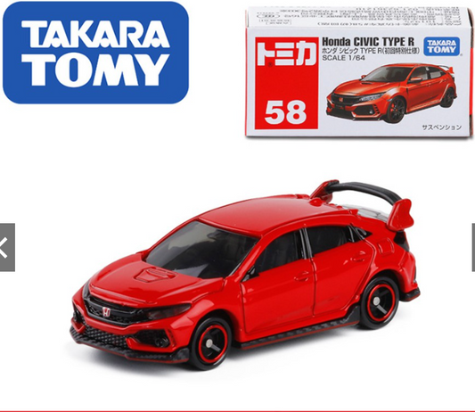 TAKARA TOMY TOMICA DieCast car 1:64 HONDA CIVIC TYPE R #58 Red 2018 miniature !!