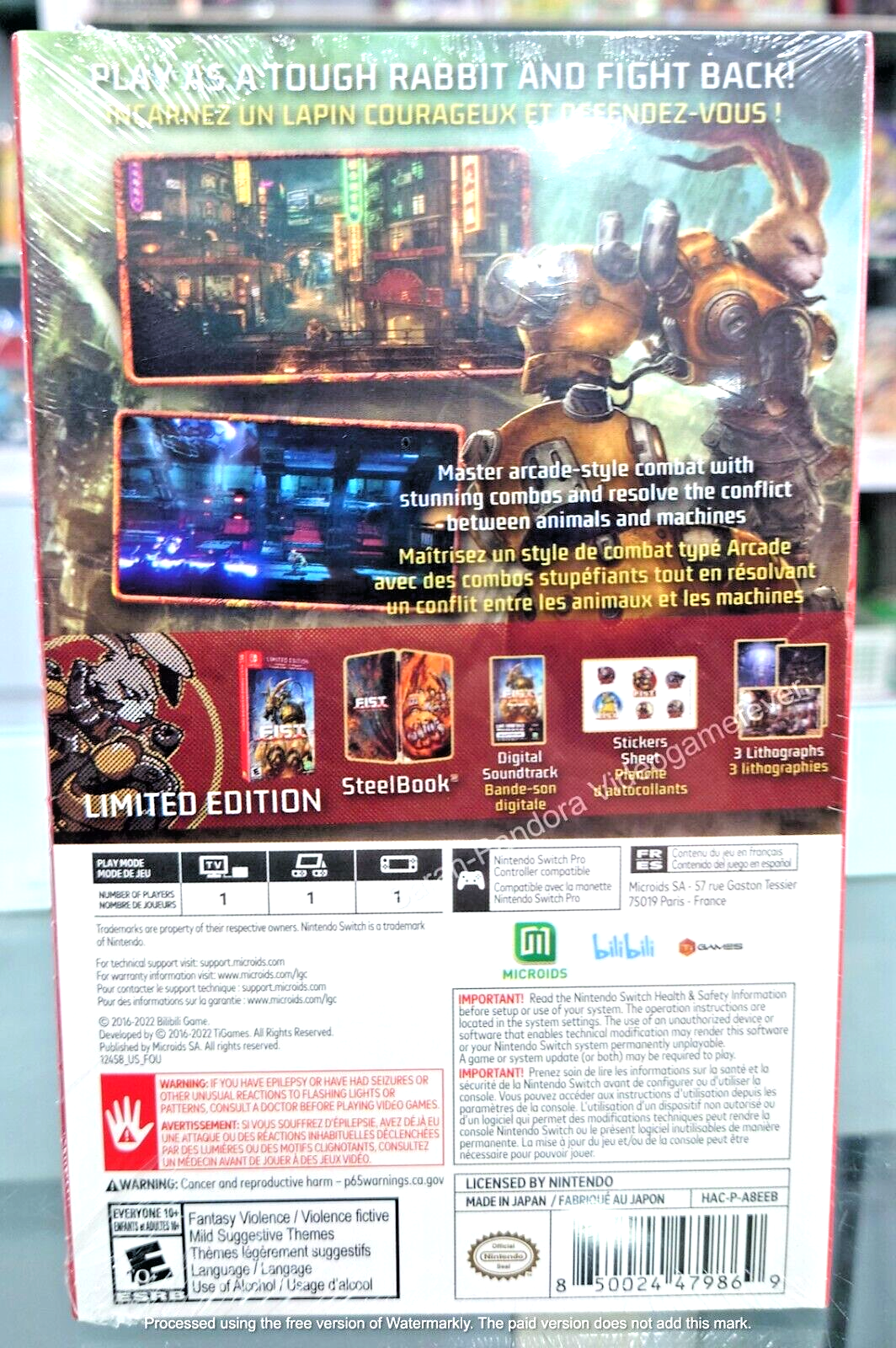 F.I.S.T. Forged in Shadow Torch Nintendo Switch Video Game Limited Edition Metal